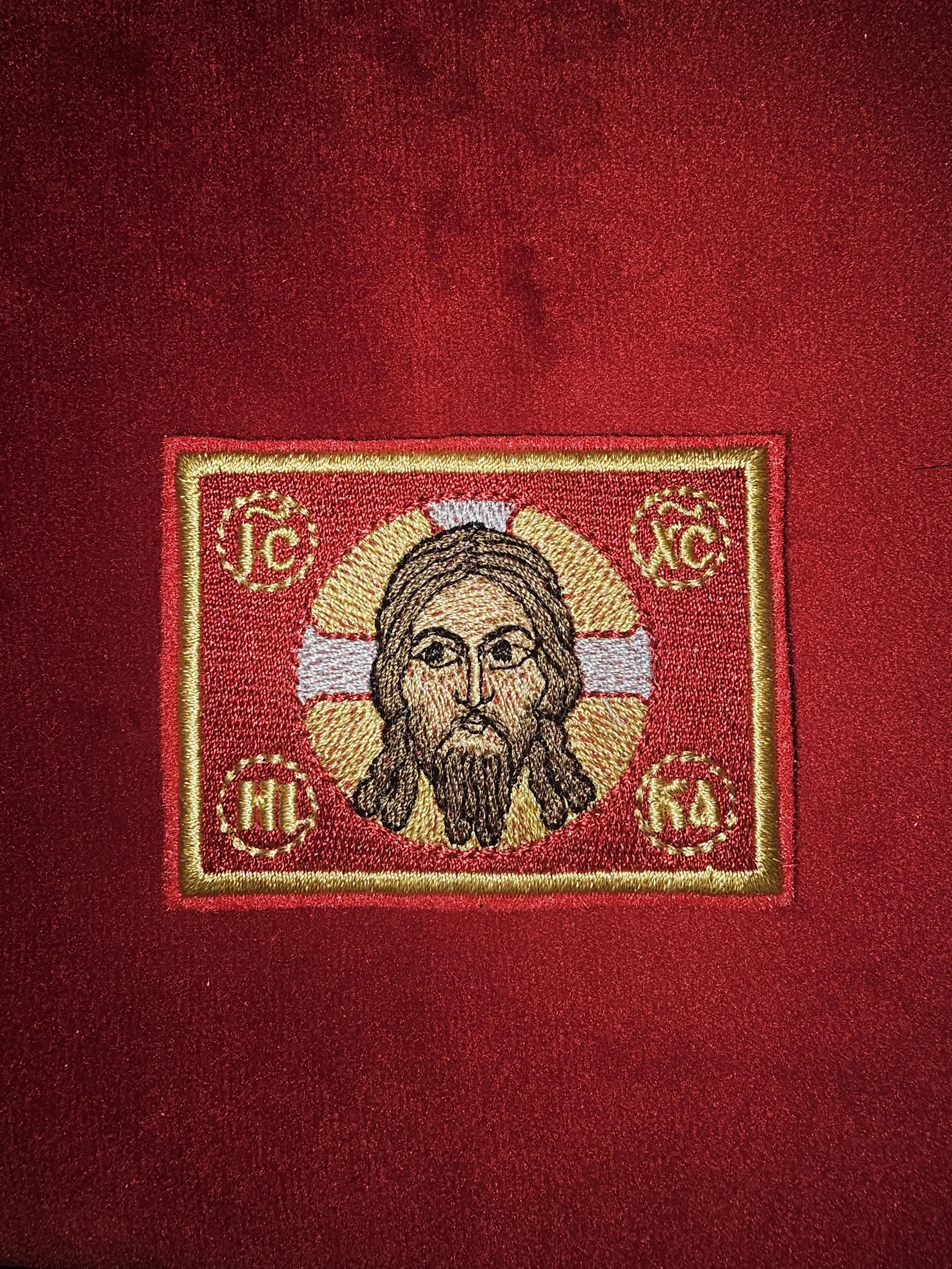 Orthodox Embroidered The Holy Face of Jesus Christ Icon, 2.60×1.96 in Traditional Religious Home Decor