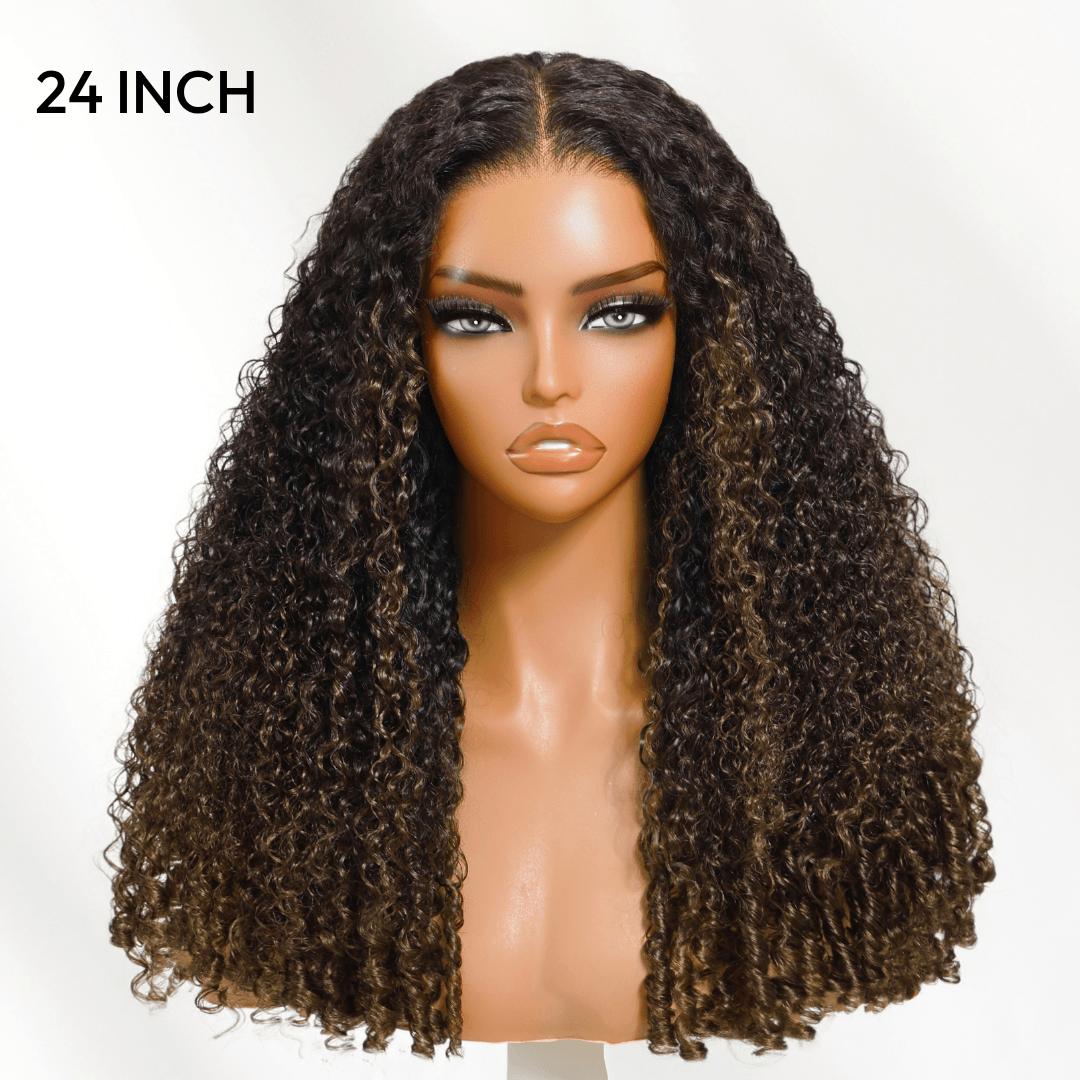 Nadula Spiral Curls Water Curly Chestnut Brown Ombre Burmese 7x5 Lace Wig Twist Out at the End Virgin Human Pre-everything Tangle-Free 16-24 Inches Soft Bouncy Hair Summervibes TikTokShopStockUp
