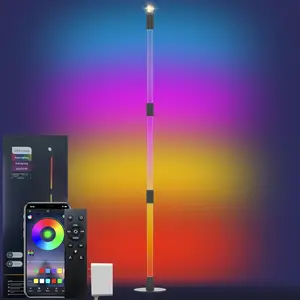 53" Music Sync Corner Floor Lamp, 360° Rotating RGB+IC+Warm White LED, App/Remote Control, Color Changing LED Floor Lamp with Timer for Bedroom, Reading, Gaming