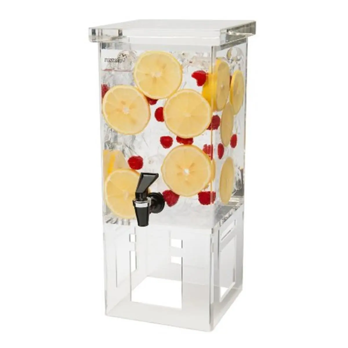 212 MAIN 1-Gal Acrylic-Base Rectangle Beverage Dispenser - Countertop Model with Built-In Ice Chamber, Ice Release, Drip Tray, High Concept Design, Modular Surface, Releases Downward Cooling Effect, Unique Insert, Countertop Water Dispenser