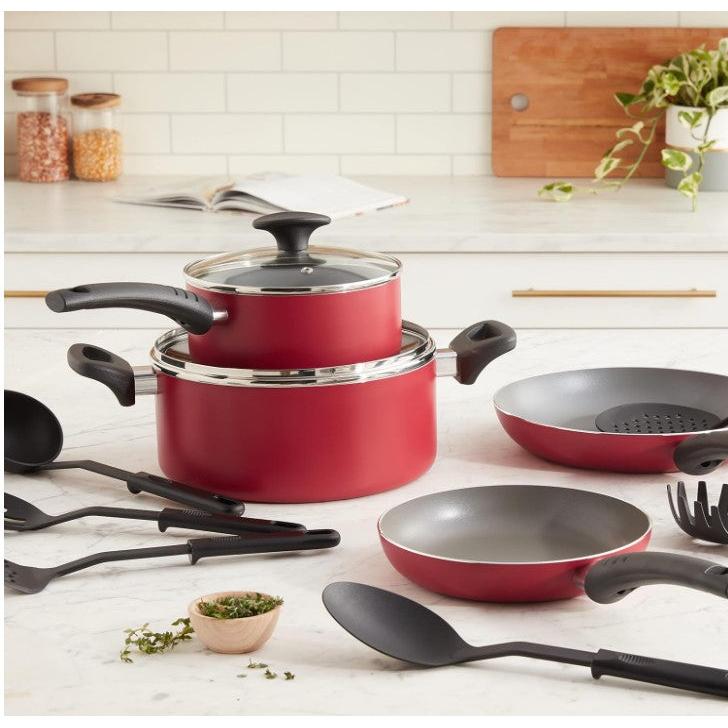 8-21 Piece Multi Color Orange Red Purple Blue Pink White Black Non-Stick Kitchen Cookware Pots and Pans Sets