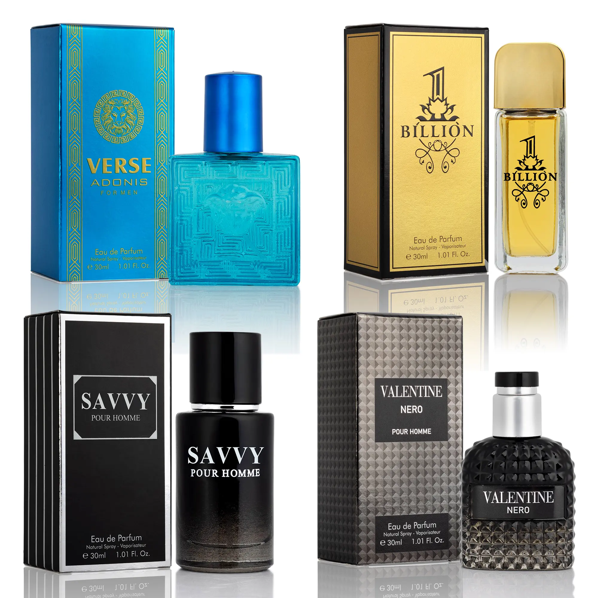 NOVOGLOW Signature Men's Cologne Gift Set, 4-Piece Scented Variety Box with Woody, Spicy & Citrus Aromatics, 4 x 30ml Travel Sprays, Gifts for Boyfriend
