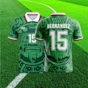 15# Hernandez 1998 Mexico Home Short Sleeve Retro Soccer Jersey Green