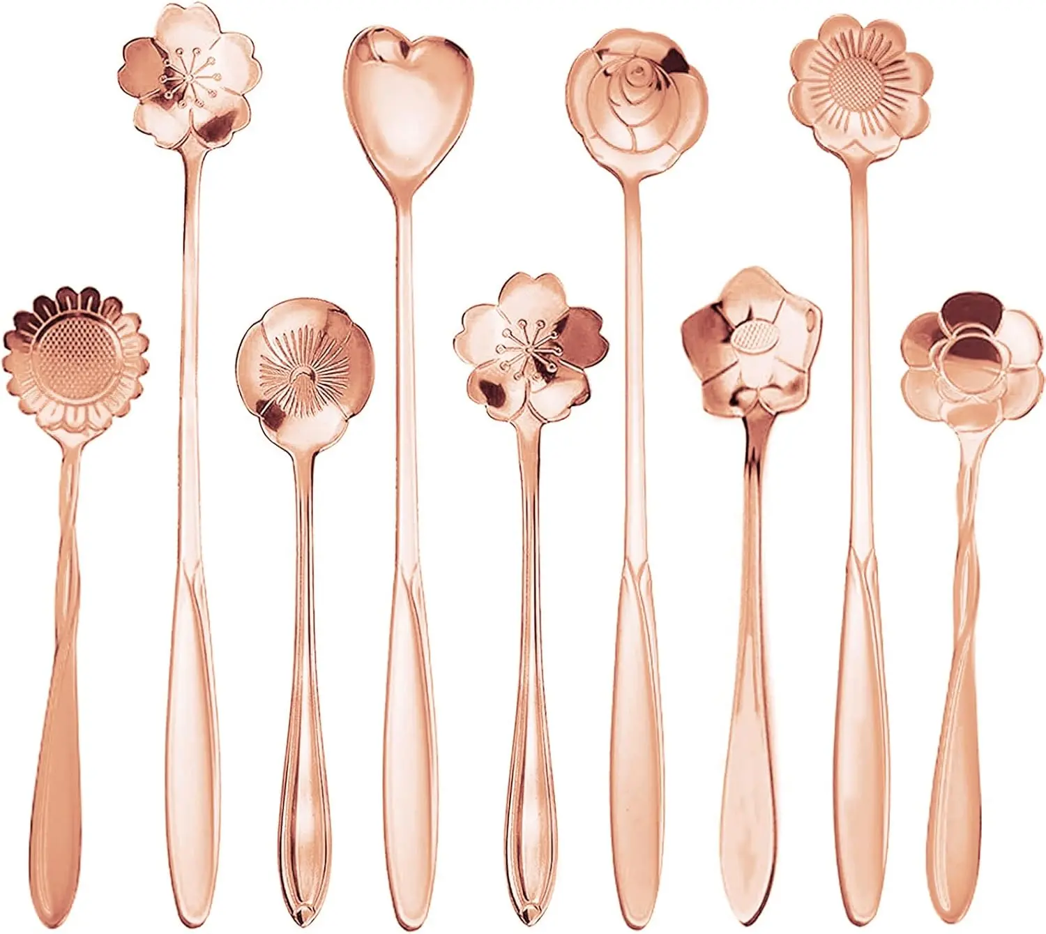 9 Pcs Flower Spoon Coffee Teaspoon Set, 9 Pcs Flower Spoon Coffee Teaspoon Set,