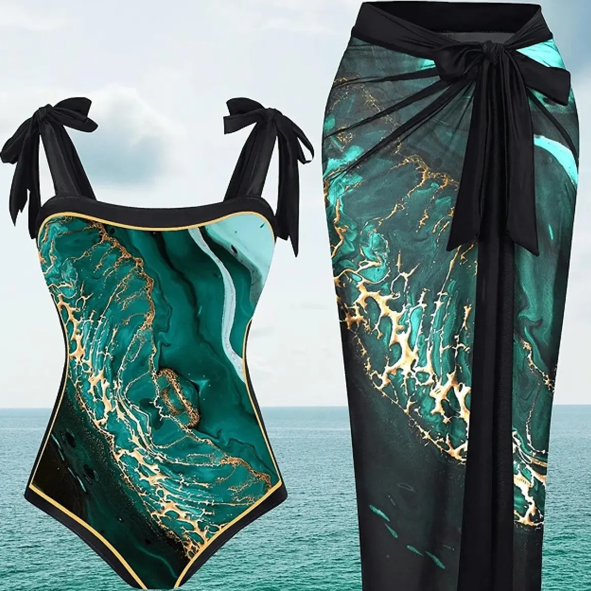 Women's 1-Piece Tropical Print Anti-UV Swimsuit - Adjustable Straps, UPF 50+ Sun Protection, Soft Stretch Chlorine-Resistant Fabric, Supportive Fit, S-XXL Plus Sizes for Water Sports, Beach, Anti-Uv Women's One-Pieces