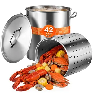 VEVOR Stainless Steel Stockpot, 42 Quart Large Cooking Pots, Multipurpose Cookware Sauce Pot with Lid Handle, Heavy Duty Commercial Grade Stock Pot, Sanding Treatment, for Large Groups Events Silver