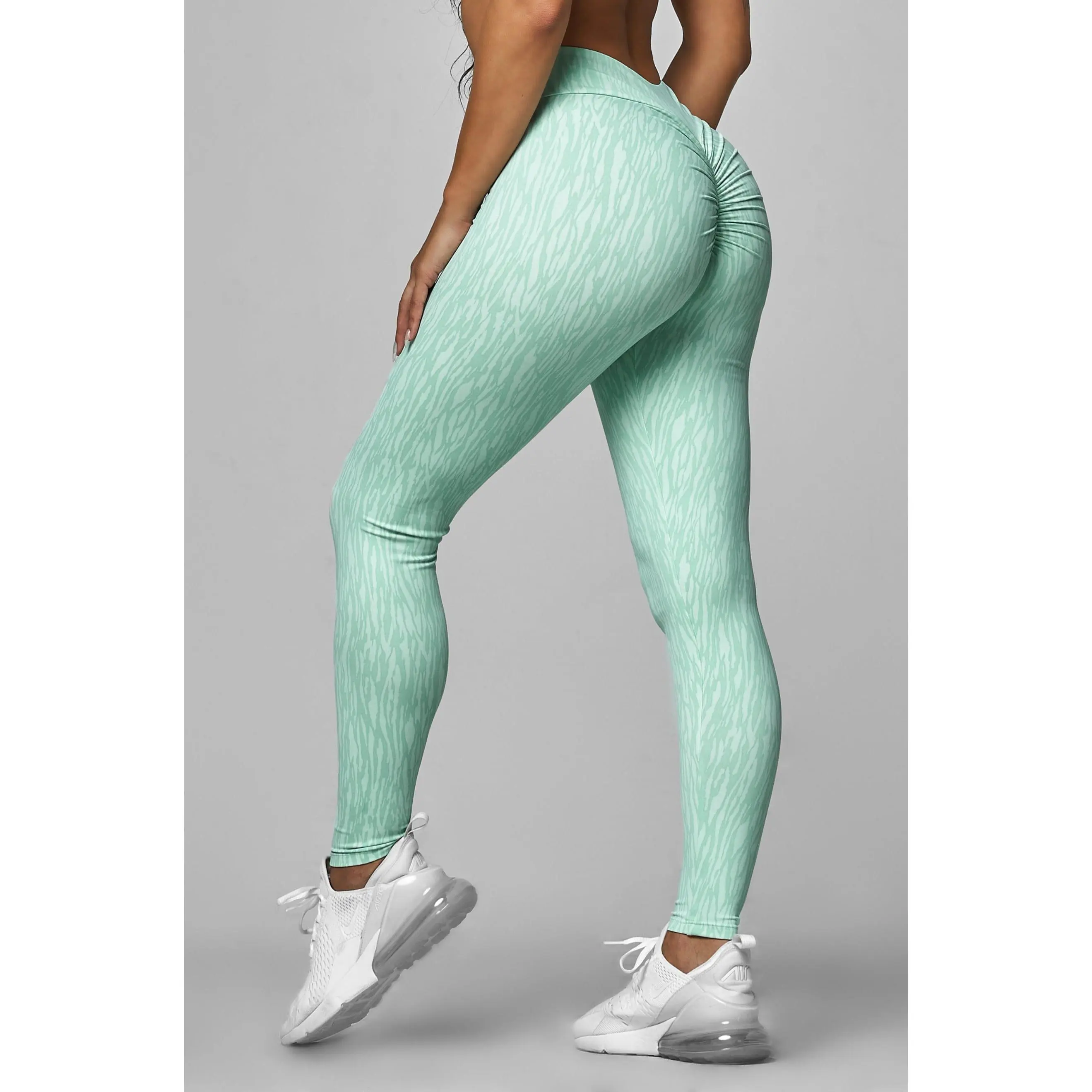 Mint Zebra V-Cut Scrunch Legging