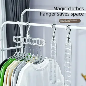 3pcs Multifunctional Nine-Hole Foldable Clothes Hanger with Magic Rotating Feature Non-Slip Design for Home & Dormitory Efficient Storage Organizer - Hanging - Household