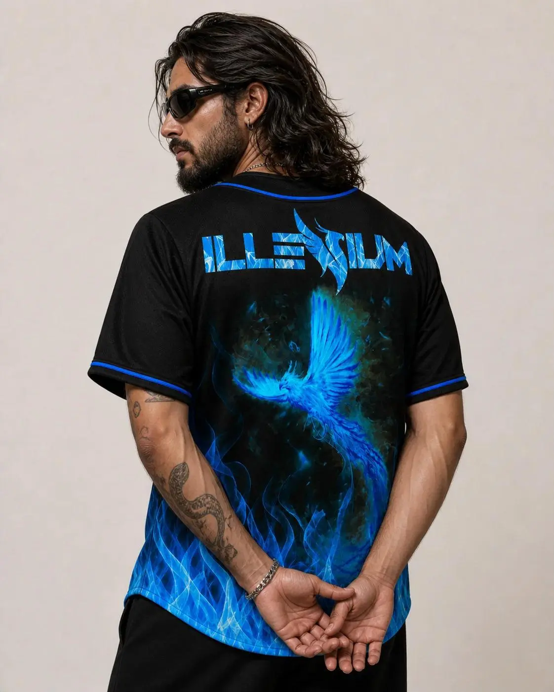 Illenium Blue Flames Rave Baseball Jersey