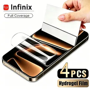 4 PCS Hydrogel Film Suitable For Infinix Note 60 60 Ultra 60 Pro Edge，Suitable For Infinix Note 50 4G 50 Pro 4G 50 Pro+ 5G 40 Pro 5G 40 Pro 4G 40 5G 40 4G 40 Pro+ 40X Screen Protector Auto Repair Anti-scratch Fingerprint Resistant Touch Sensitive