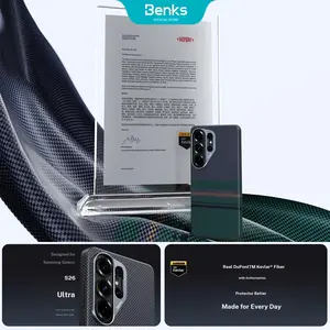 Benks ArmorAurora case made from DuPont 600D Kevlar for Samsung Galaxy S26 Ultra — premium shock-absorbing TPU frame, aluminum camera protection, precise lens protection, supports MagSafe, UV excimer coating