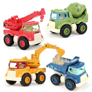 Construction Toys Suitable for Boys Girls Ages 3-5, Excavator Toy Construction Truck Vehicle Dump Crane Cement Mixer, Christmas Easter Birthday Gift