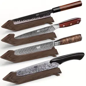 Walnut Knife Edge Guard, Wooden Magnetic Knife Sleeve for Counter, Drawer, Knife Bag, Light, Portable Blade Sheath Cover, Suitable for 5" 7" 8" 10.5" 12" Japanese Kitchen Knife (Knife Not Included)