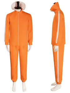 Adult Minion Cosplay Costume, Halloween Party Performance, Slim-Fitting Striped Suit, All Seasons Wear, Anime Movie Inspired