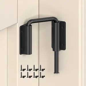 Upgraded Sliding Door Loop Lock, 90/180  Multi-Angle  Alloy Gate Latches for Barn Door, Closet, Fence, Window, Patio -  U-Bolt Latch Locks (Black-1PC)