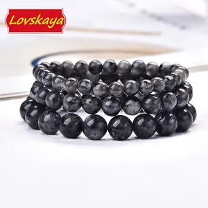 LOVSKAYA Non-Natural Larvikite Crystals Bead Bracelet - Unisex Jewelry, Fashionable Elegant Accessory for Daily Wear, Special Occasions