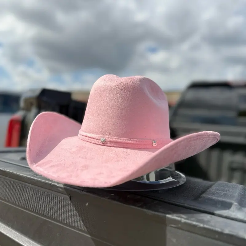 Sombrero Rosa - Pink Cowboy Hat with Wide Brim and Silver Buckle for Stylish Outfits