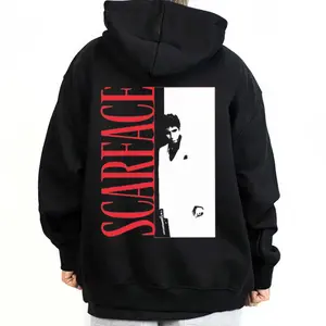 SF Scarface Unisex Hoodie Chicanoas Clothing Gangster Chicano Art Sweatshirt T-shirt for Men and Women Loose Fit Oversized Polyester Cotton Blend Casual Soft Crewneck Pullover Long Sleeve Halloween Menswear