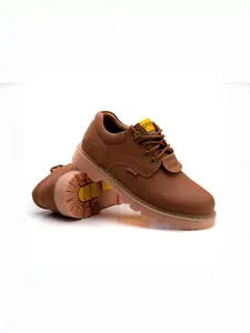 Men's Low-Top Work Shoes, Genuine Leather Wide Toe Boots, British Style Casual Boots, Anti-Slip Wear-Resistant Outdoor Work Shoes