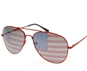 The Merica Sunglasses with American Flag Design and Red Frame Style