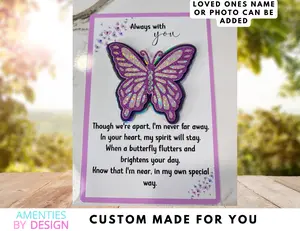 Custom Butterfly Memorial Card 3x4 Inches Handmade with 3D Layered Look & Lovely Memorial Poem for Loved Ones