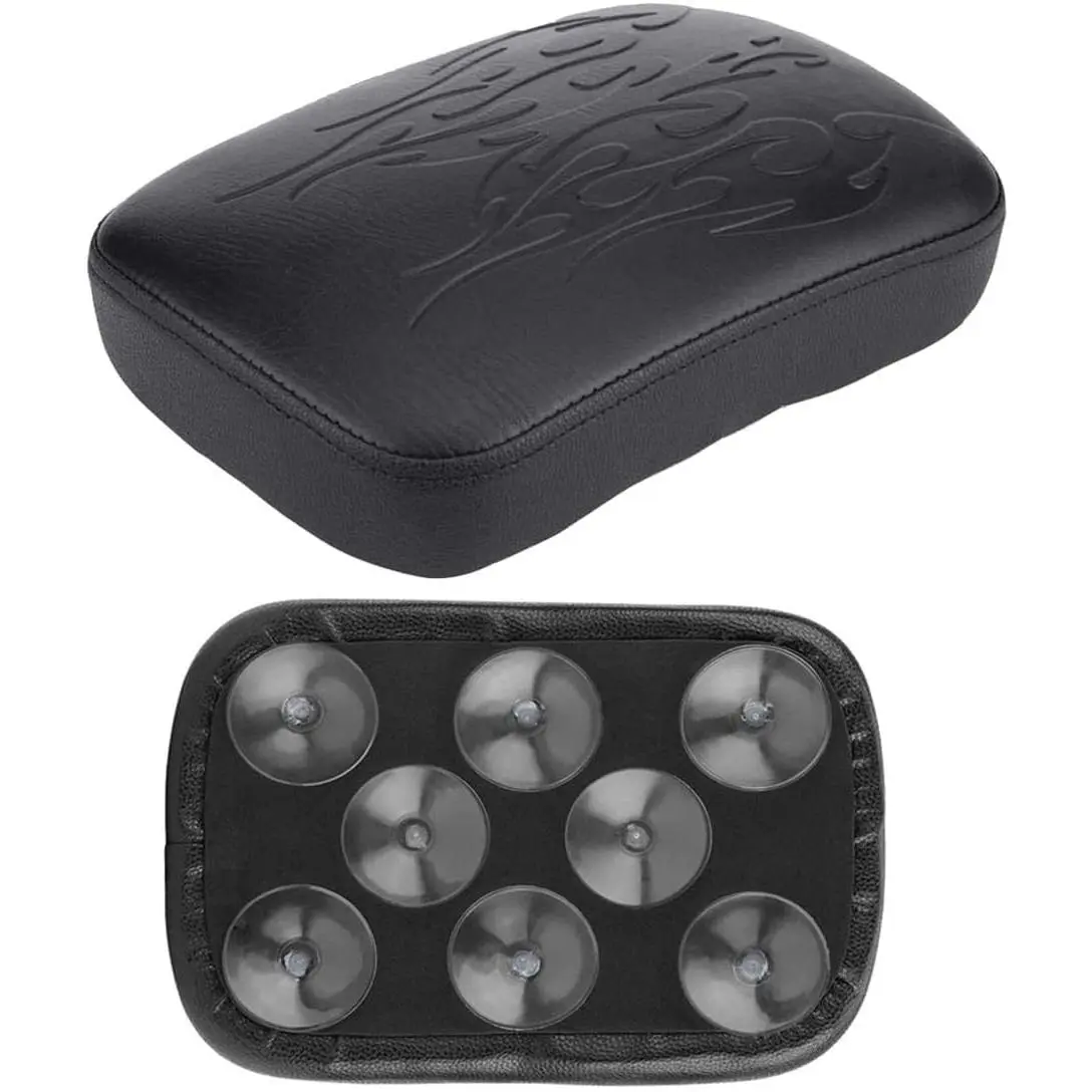 Motorcycle Seat Cushion Pad for Harley Chopper Bobber Dyna Sportster Softail Touring 883 Cafe Racer Bike ATV Rear Passenger Pillion Seat Cover Airhawk Motorcycle Suction Seat Accessories Flame Pattern