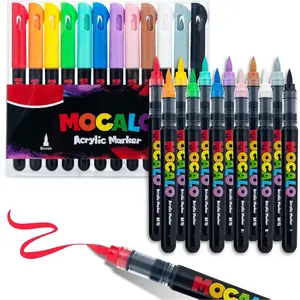 12 colors   Markers, Water-Based No-Bleed  Pens with Direct-Liquid Automatic Ink Control,  Brush Tip Markers for DIY Art & Crafts, Works  Paper, Metal, , Ceramic