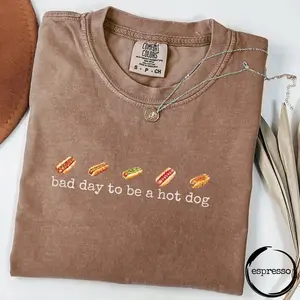 Hot Dog Shirt Comfort Colors, Bad Day to Be a Hotdog, Funny Retro Hotdog, Women's 4th of July Shirt, Memorial Day Shirt, Labor Day Shirt, 4th of July