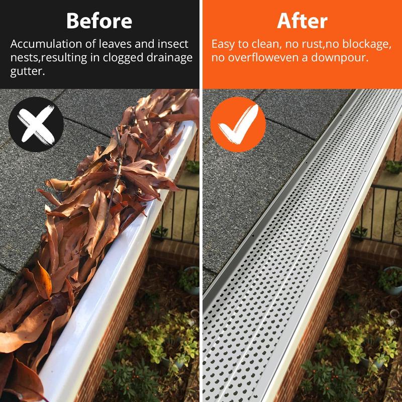 GARVEE Gutter Guard 5 inch 104Ft, Rain Gutter Guard, Aluminum Mesh Heavy Duty, Leaf Filter Guards for Gutters Debris Protection for Roof Gutter, Easy to Install