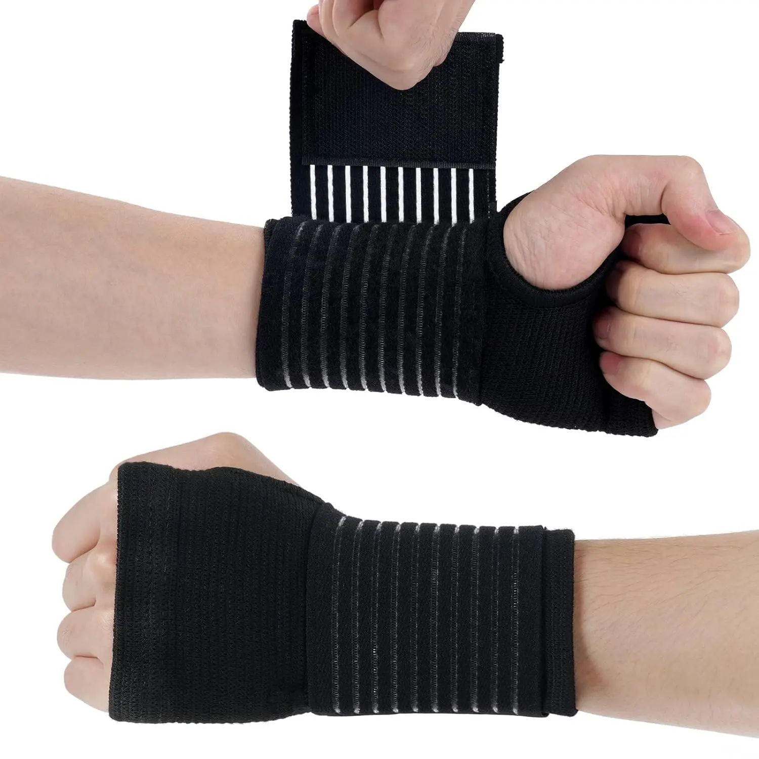 2026 2 Pack Wrist Support Brace for Carpal Tunnel Arthritis and Tendonitis Pain Relief Adjustable Compression Bandage for Left and Right Hands Comfortable Breathable Design for Daily Use Sports and Health Care Healthcare Tool Healthcare Tool Black
