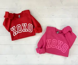 puff xoxo sweatshirt, hot pink xoxo top, Valentine's day top, Galentine's day shirt, xoxo varsity embossed shirt, cute v-day outfit TTS 1 1511x10