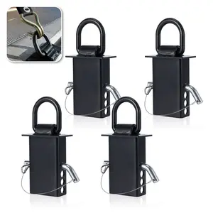 Heavy-Duty Trailer Stake Pocket D Rings with Anti-Loss Cord, Adjustable Stake Pocket Tie Downs for Utility trailers, flatbed trailers and flatbed trucks, 4 Adjustable Holes