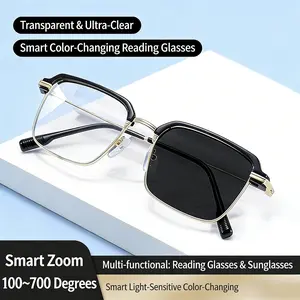 High-Definition Eye Protection Reading Glasses Intelligent Zoom Progressive Lenses for Men & Women Blue Light Filter Transparent Ultra-Clear Smart Color-Changing Ultra-Clear Multi-functional Reading Glasses & Sunglasses