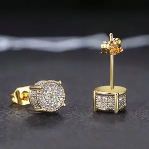 2 pcs popular simple rhinestone earrings for men, women, daily wear, wedding party, birthday gift, valentine's day, fashion jewelry