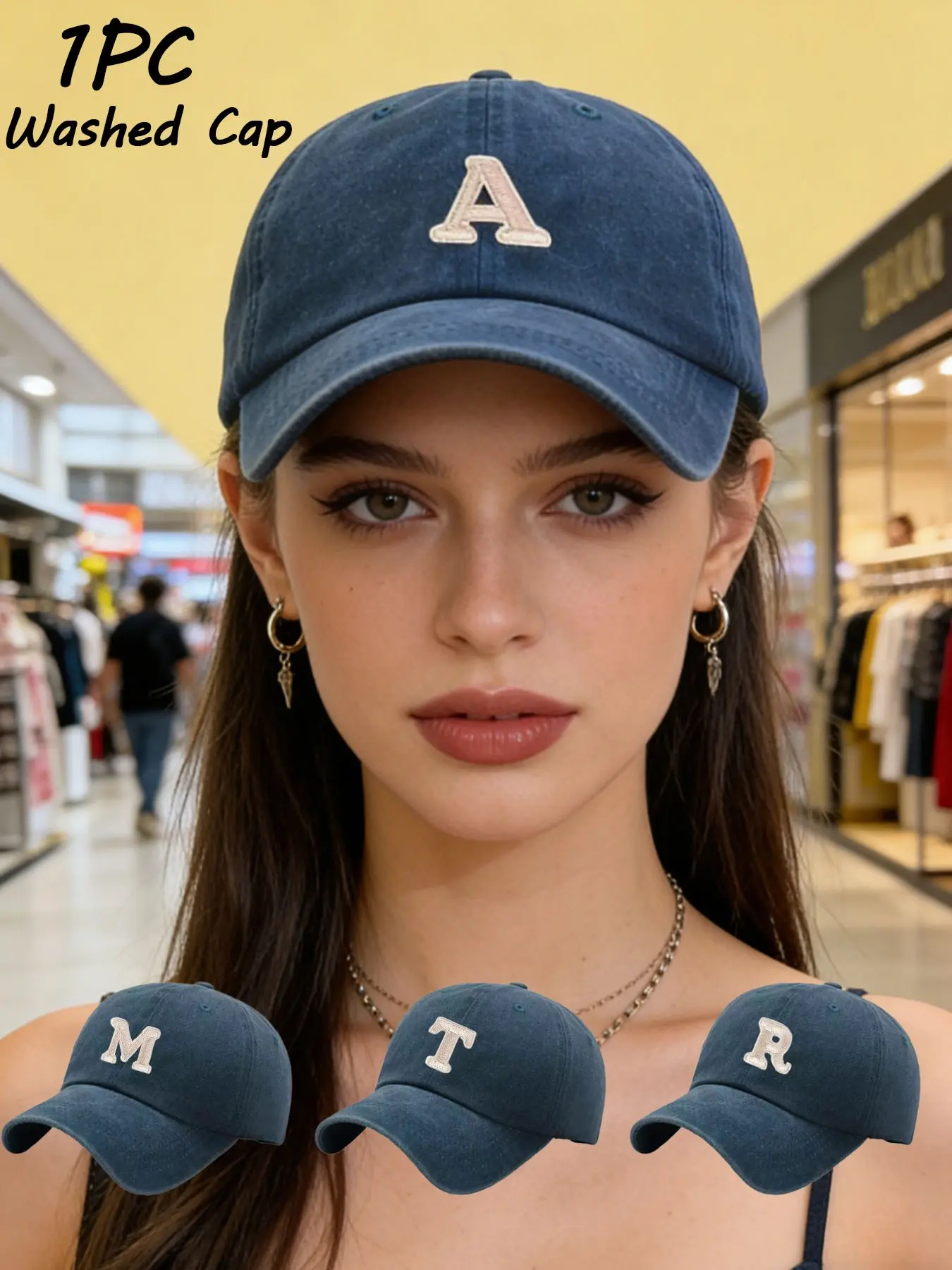 A-Z letters available, vintage washed dad hat, embroidered cap, street fashion sun hat, wearable all seasons, fashionable trendy accessory