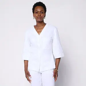 Hue V-Neck Denim Jacket with 3/4 Sleeves