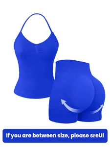 Keren 2026 Spring Summer Seamless Halter Top & High-Waist Butt-Lift Shorts Set, Comfortable Stretchy Fabric, Soft Stretch Activewear, Perfect for Sports & Daily Wear