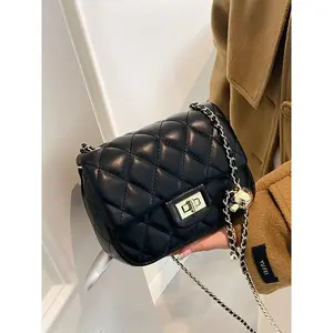 Crossbody Bags for Women,Small Saddle Purse and Quilted Cross Body Handbags,Crossbody Chain Bag,Vegan Leather