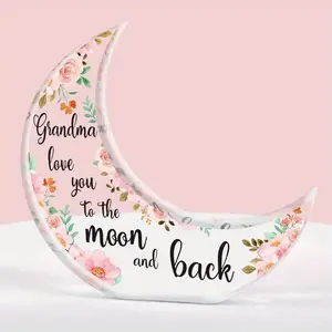Moon-Themed Grandma Gift - Carved Proverb Keepsake with Rose Art | Perfect for Birthday, Christmas, Mother's Day & Thanksgiving
