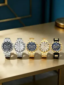 Men's Fashion 5-Piece Watch Set, Fashionable Wristwatch, Quartz Watches, Quartz Movement, Multiple Color Options, Perfect Gift for Holidays, Daily Wear, Special Occasions