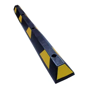 Electriduct  6 ft. Rubber Parking Block Curb with 4X Asphalt Spikes - Black & Yellow, 72 In, Full Length
