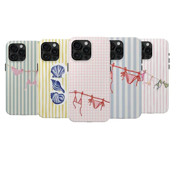 Colorful Striped Bikini Phone Case – Fun Summer Vibes with Rainbow Lines & Swimsuit Graphic – Y2K Beachcore Aesthetic – Fits iPhone 6–16 (Pro, Max, Plus, SE, XR, XS) & Samsung Galaxy S21–S24 (Plus, Ultra)