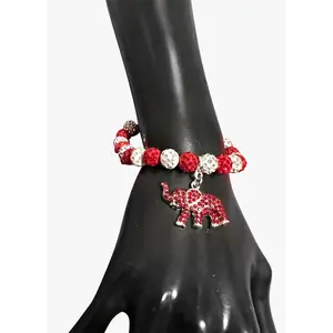 Delta Sigma Theta Beaded Bling Elastic Elephant Charm Bracelet