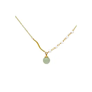Isla — Green Jade and Freshwater Pearl Necklace