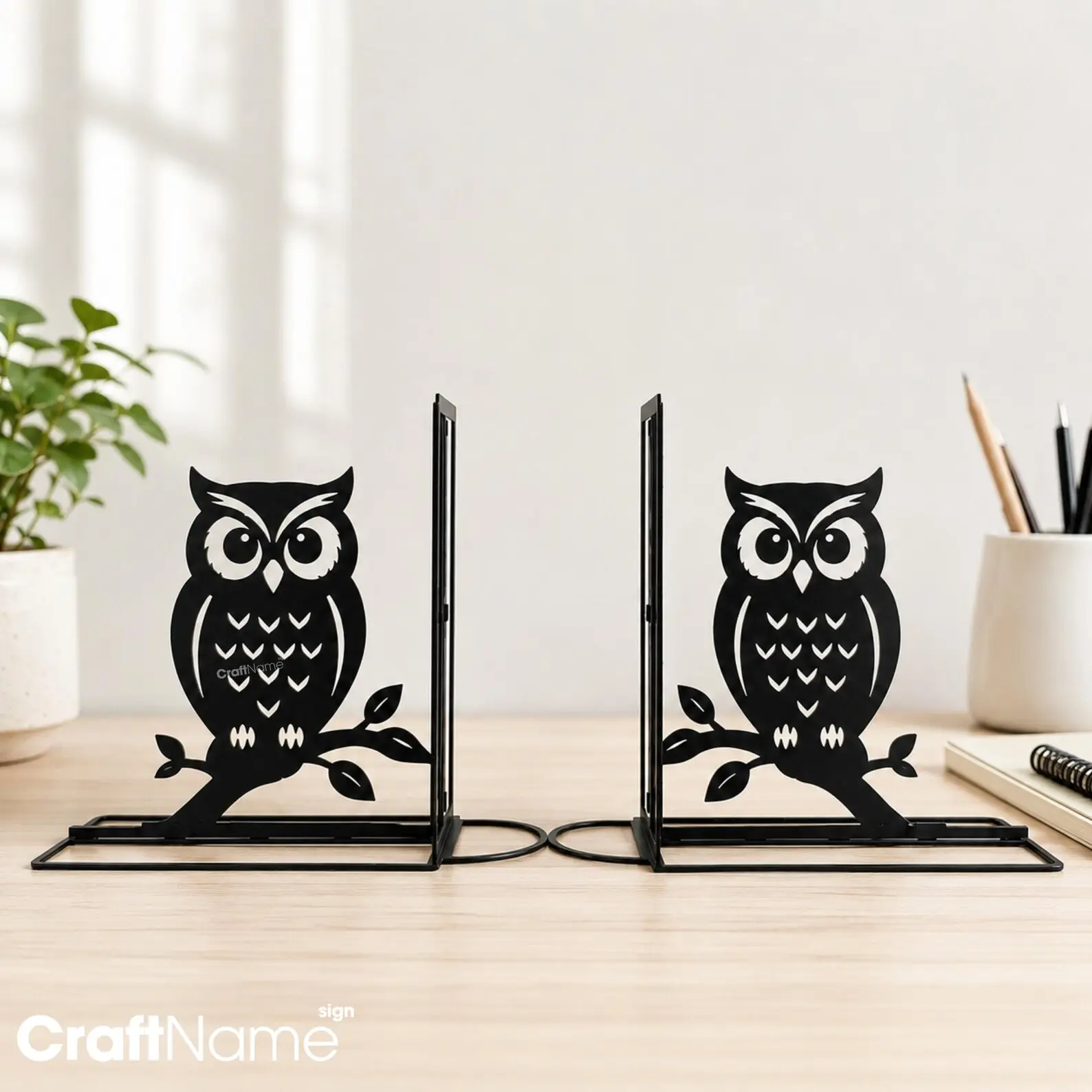 CraftNameSign Owl Bookends, Metal Owl Book Ends, Decorative Book Holder, Bookshelf Organizer, Owl Home Decor, Library Decor, Office Desk Decor, Book Lover Gift, Reading Room Decor, Black Metal Bookends, Cute Owl Decor, Gift for Readers