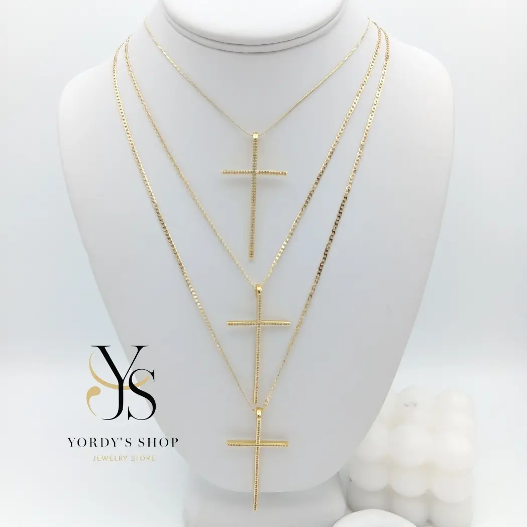 Yordy Minimalist 14k Gold Plated Chain with Fine Cross Design Elegant Dainty Necklace for Women High Quality
