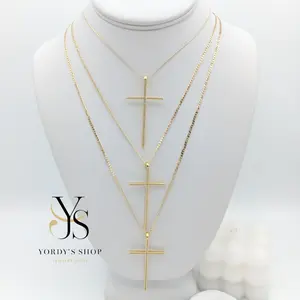 Yordy Minimalist 14k Gold Plated Chain with Fine Cross Design Elegant Dainty Necklace for Women High Quality