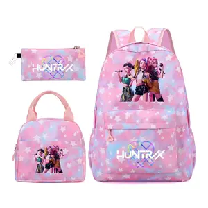 【Children's Day】 3pc Backpack solid color women's backpack star print zipper closure Trendy backpack fashionable and versatile casual trend suitable for students going to school, campus, going out to work, traveling women's backpack