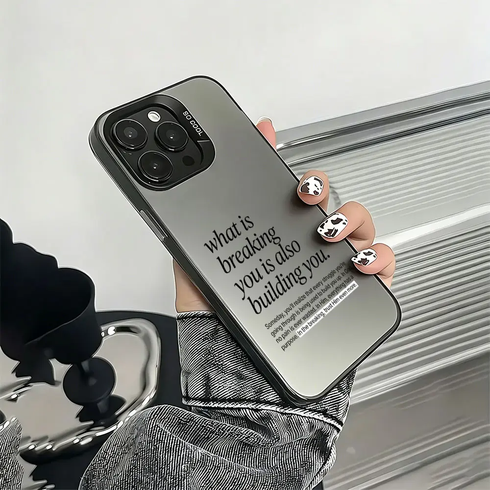 Glossy Metallic Polycarbonate Water-Resistant Cellphone Cover, Handheld Devices Protector with "What Is Breaking You" Quote Print, Minimalist Inspirational Accessory with Detachable Feature, Fits iOS iPhone 11-17 Plus Pro Max, Faith Gift, Accessories