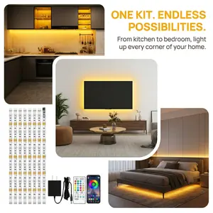 8-Pack RGB LED Strip Lights (1.6ft x 8), Bluetooth App Control Color Changing TV Backlight, Under Cabinet Lighting for Kitchen, Bedroom, Gaming Room Decor, DIY Sync with Music (13.1ft Total) lamps